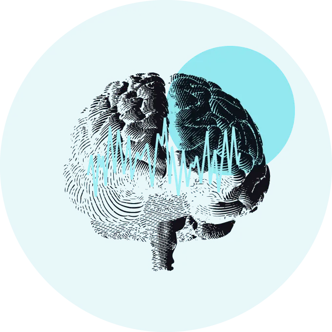 Brain illustration with EEG patterns